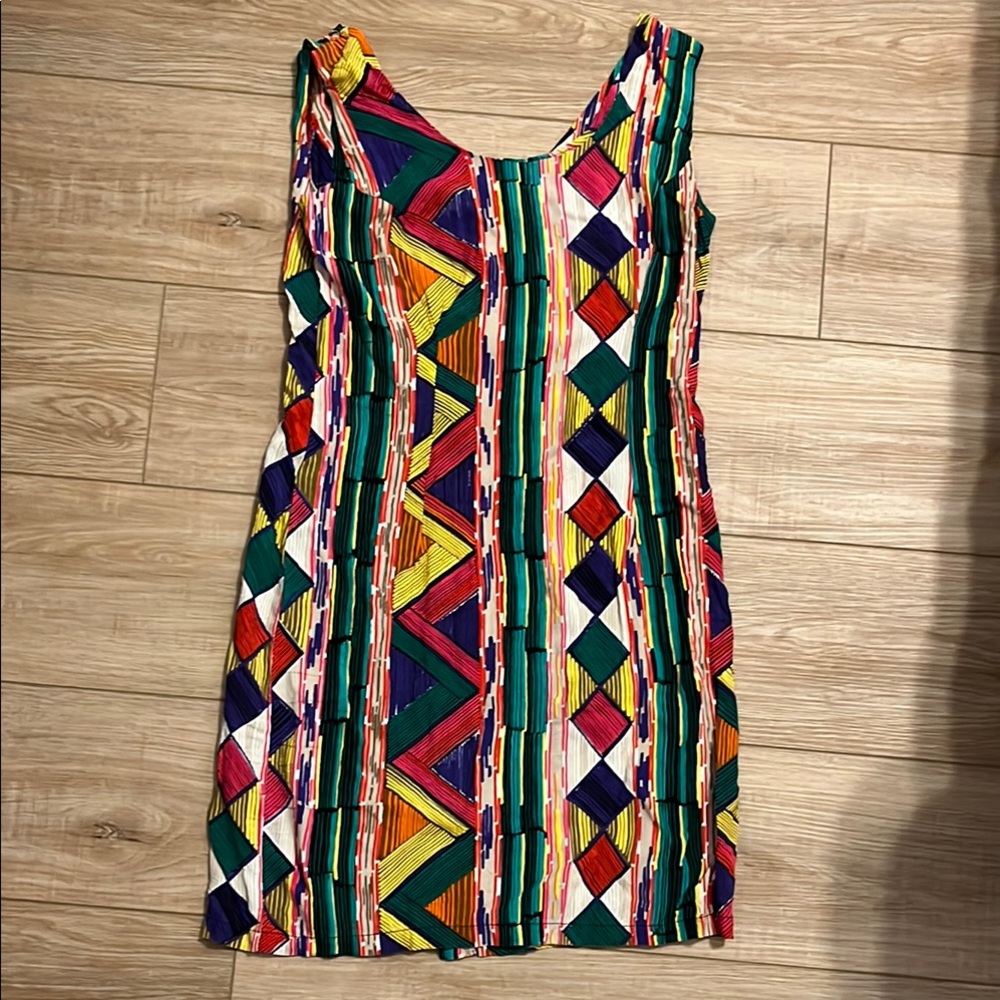 Vintage Jams World Colorful Geometric Pattern Mini Dress